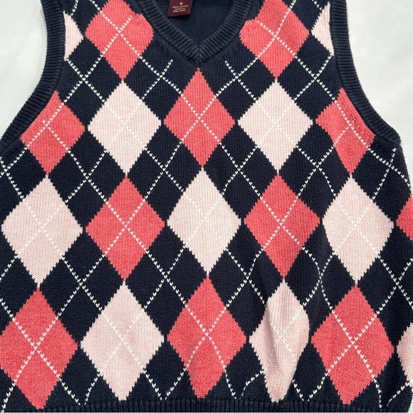 Brooks Brothers Children's Navy & Pink Argyle V-neck Sweater Vest - Picture 2 of 5